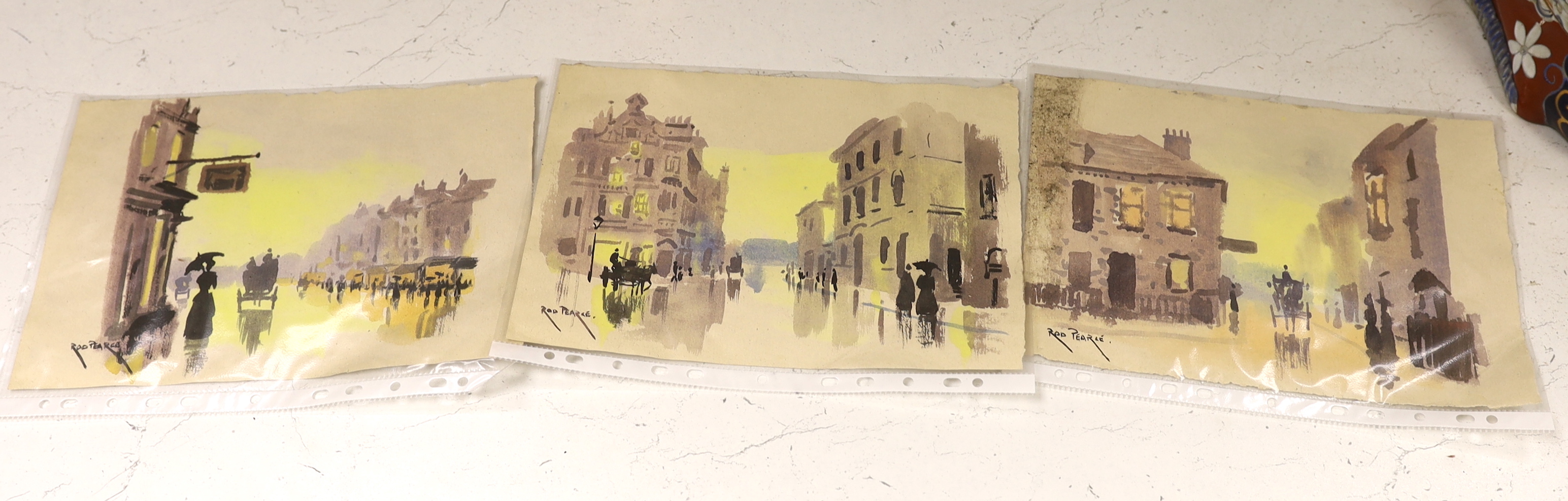 Rod Pearce (b.1942), three watercolours, Street scenes, signed, 21 x 30cm, unframed